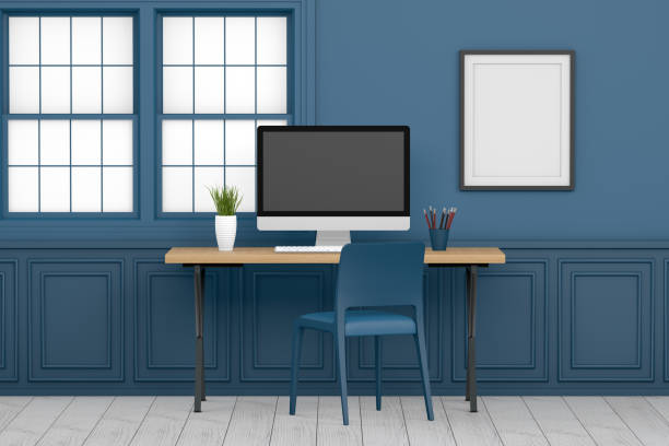 istock Workplace with Blank Screen Monitor in modern interior 1098176940