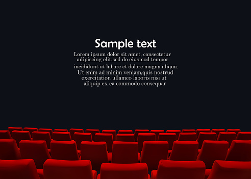 Cinema screen with red seats. Movie premiere poster design. Vector background.