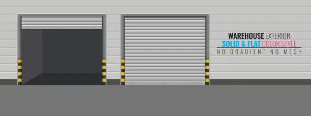 Vector illustration of Delivery Warehouse or storage building exterior. High detailed vector illustration.