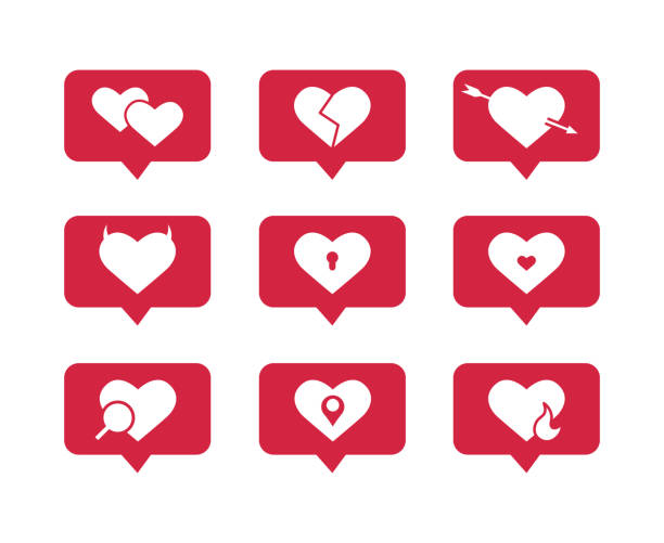 istock Set of flat vector icons of hearts 1098182266