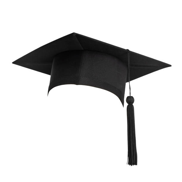 istock Graduation hat, Academic cap or Mortarboard in black isolated on white background with clipping path for educational hat design mockup and school commencement hat mock-up template 1098188084
