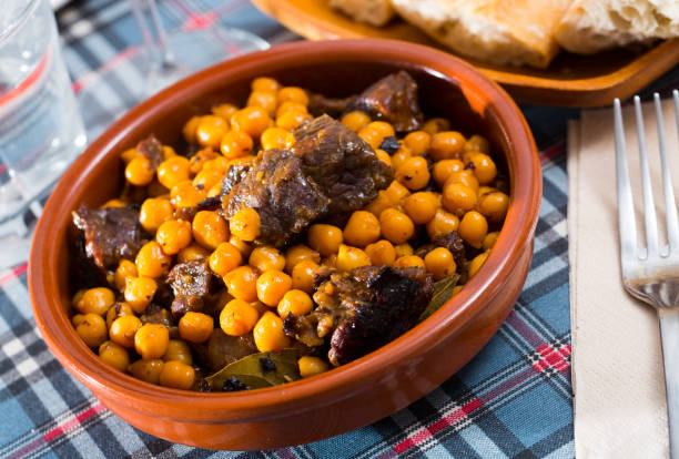 istock Beef stew with chickpeas in a clay plate 1098190694