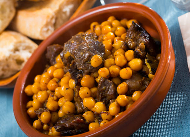 istock Beef stew with chickpeas in a clay plate 1098190742