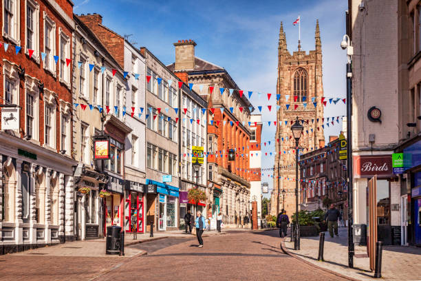 Shopping in Derby, UK stock photo