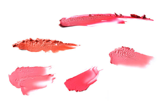 istock red lipstick texture with white background. Cosmetics Lipstick Texture Set. 1098200382