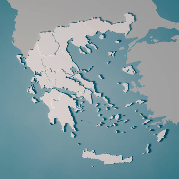 render 3d de grecia país mapa territorial - mediterranean sea sea greece mediterranean countries fotografías e imágenes de stock