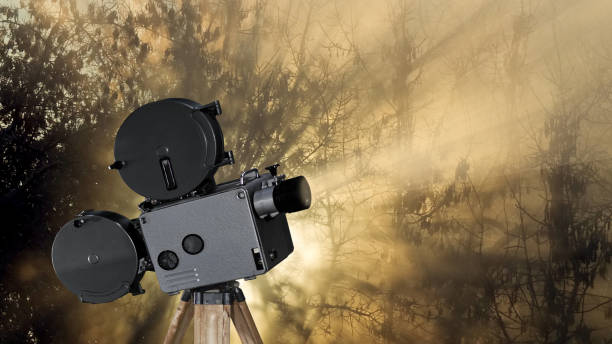 istock Old style movie projector, Mixed media. 1098202878
