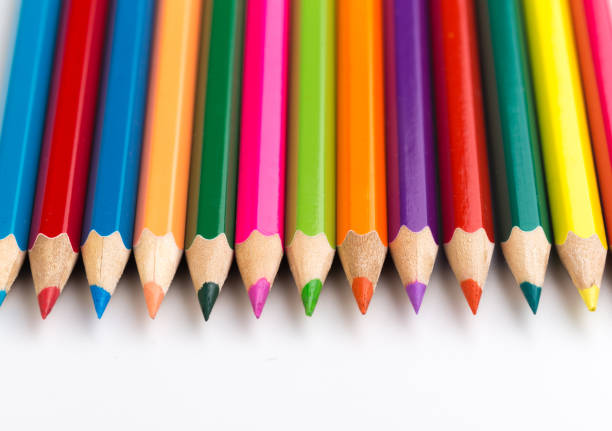 istock Wooden colorful pencils isolated on a white background, Image 1098205304