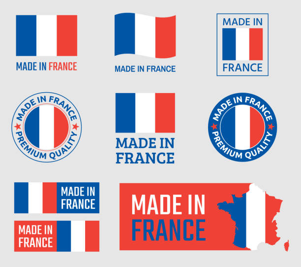fransa etiketleri kümesinde, fransız ürün amblemi yaptı - yapmak stock illustrations