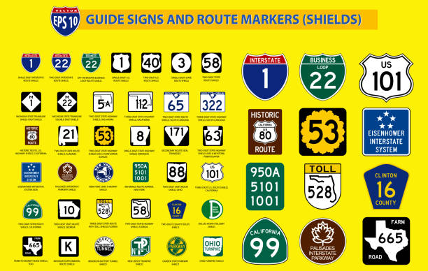 zestaw znaku ulicznego stanów zjednoczonych. - interstate stock illustrations