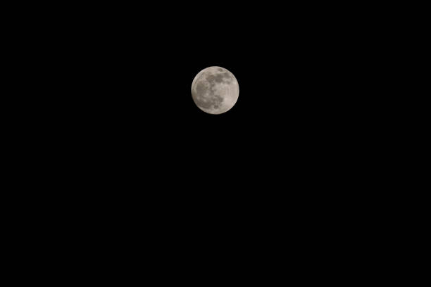 big full moon in the middle of the black sky without stars