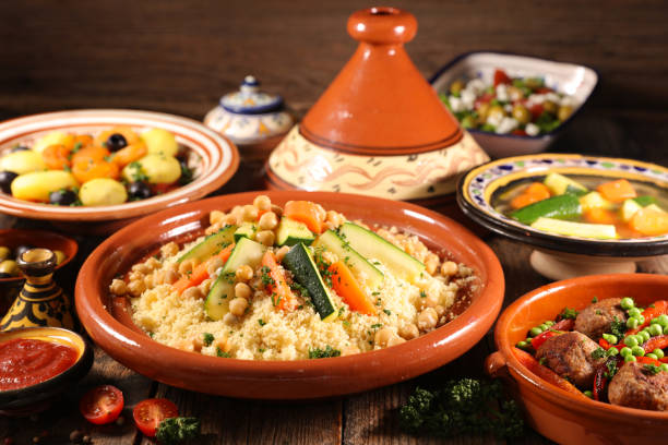 arabic food assortment arabic food assortment couscous stock pictures, royalty-free photos & images