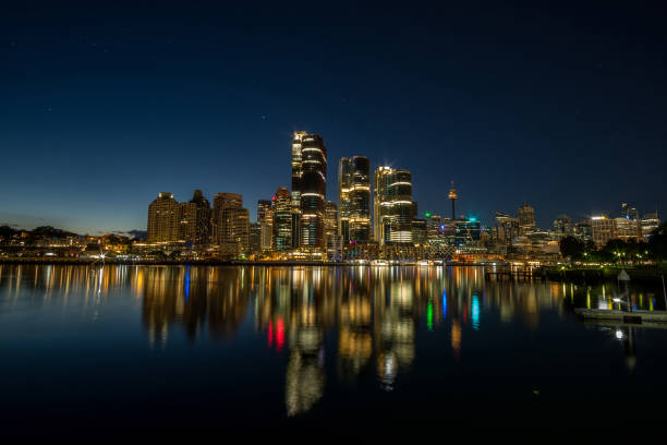 istock generic modern cityscape with water reflection in night 1098233520