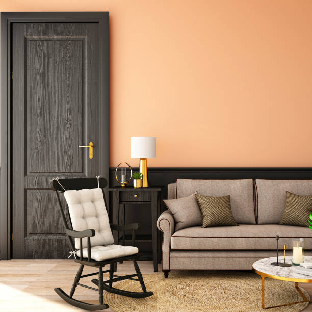 istock interior design for living area or reception with classic wall background / 3d illustration,3d rendering 1098234054