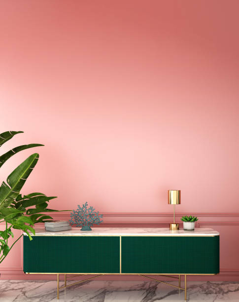 istock interior design for living area or reception with classic wall background / 3d illustration,3d rendering 1098235124