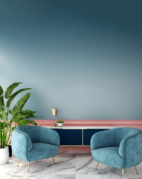 istock interior design for living area or reception with classic wall background / 3d illustration,3d rendering 1098235144