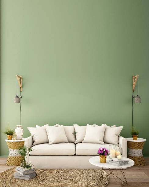 istock interior design for living area or reception with classic wall background / 3d illustration,3d rendering 1098235184
