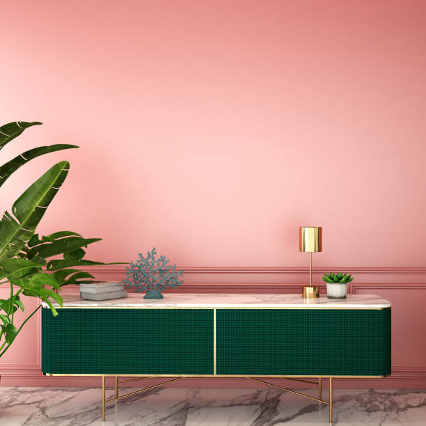 istock interior design for living area or reception with classic wall background / 3d illustration,3d rendering 1098235356