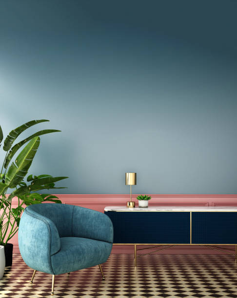 istock interior design for living area or reception with classic wall background / 3d illustration,3d rendering 1098235470