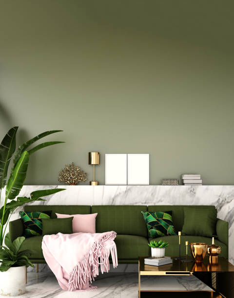 istock interior design for living area or reception with classic wall background / 3d illustration,3d rendering 1098235646