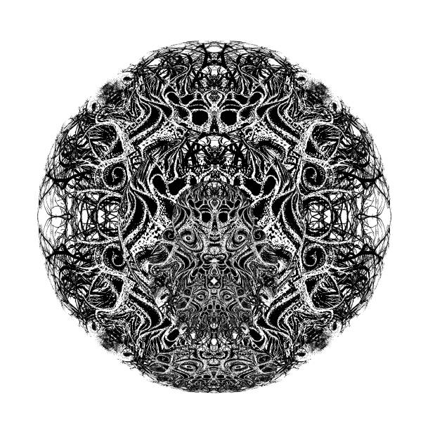 Devil Trap Mandala Stipple vector of a Devil Trap Mandala ravens symbol stock illustrations