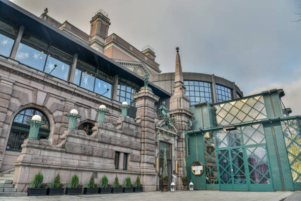 xterior view of a restaurant at Royal Opera House (Operan) in Stockholm. Stockholm, Sweden - November 22, 2018. Exterior view of a restaurant at Royal Opera House (Operan) in Stockholm. opera stock pictures, royalty-free photos & images