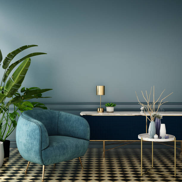 istock interior design for living area or reception with classic wall background / 3d illustration,3d rendering 1098247982