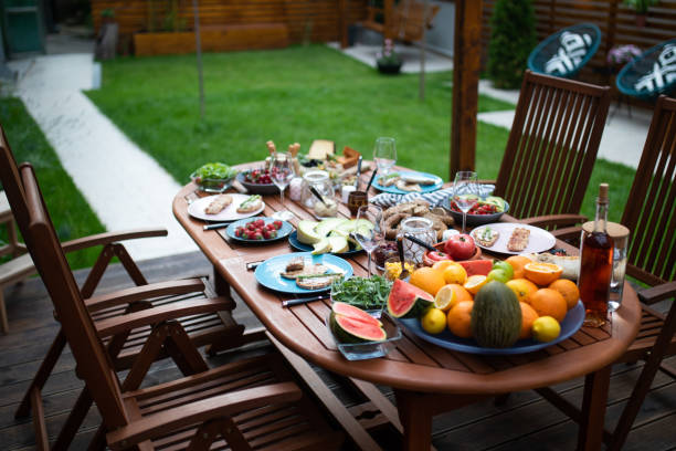 istock Close up of a dining table and food 1098248028
