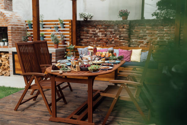 istock Garden patio with dining set 1098250248