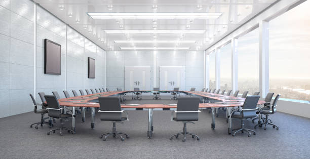 istock Conference room interior. 3d illustration 1098250380
