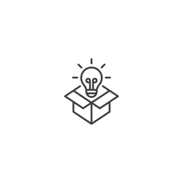 アウト ボックスの創造的なラインのアイコン ベクトルだと思う - light bulb inspiration ideas innovation点のイラスト素材／クリップアート素材／マンガ素材／アイコン素材