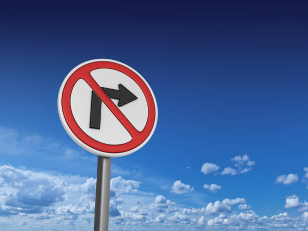 istock No Right Turn Road Sign - 3D Rendering 1098254284