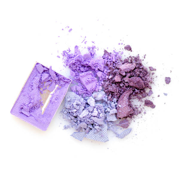 istock Mixed color eye shadow crushed samples on white background. Top view 1098257150