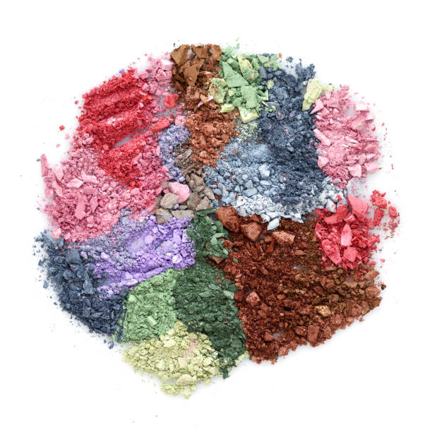 istock Crushed color eyeshadows on white background. Top view 1098257336