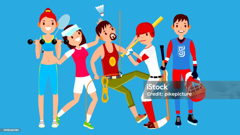 Ilustración de Vector Conjunto De Atleta Hombre Mujer Chica Fitness Tenis Escalador Béisbol Hockey Grupo De Deportistas En El Uniforme Prendas De Vestir Carácter De Deportista En Acción Del Juego Ilustración De Ilustración de Vector Conjunto De Atleta Hombre Mujer Chica Fitness Tenis Escalador Béisbol Hockey Grupo De Deportistas En El Uniforme Prendas De Vestir Carácter De Deportista En Acción Del Juego Ilustración De