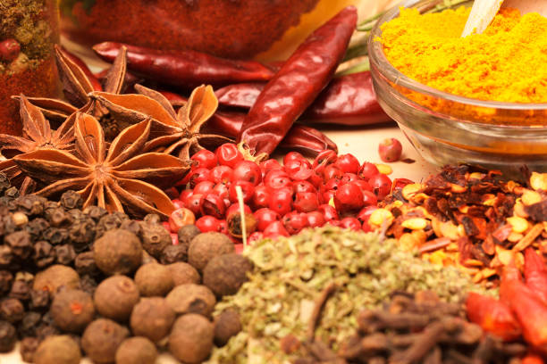 istock Various spices on wooden background. 1098263476