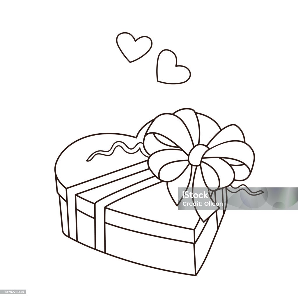 Coloring Page Outline Of gift. Birthday. Valentine's day. Coloring book for kids. Beauty stock vector