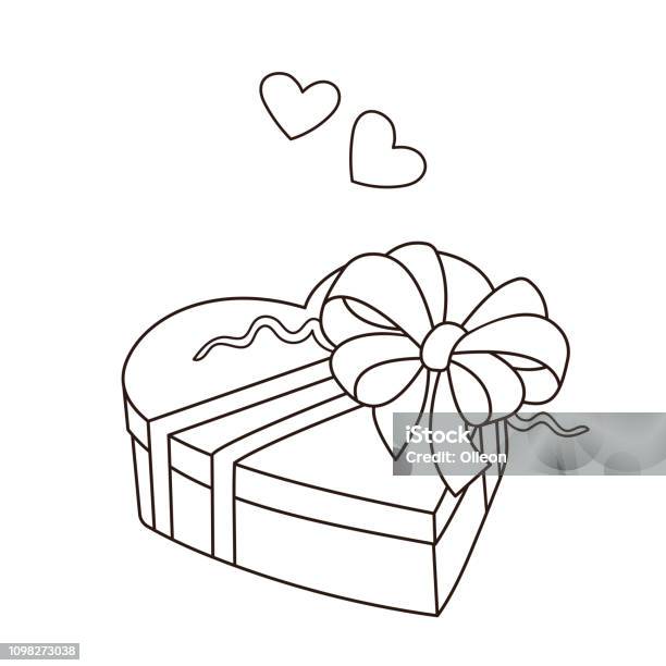 Coloring Page Outline Of Gift Birthday Valentines Day Coloring Book For Kids Stock Illustration - Download Image Now