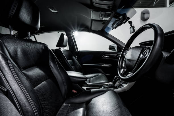 istock Clean console modern car, black indoor design. 1098277144