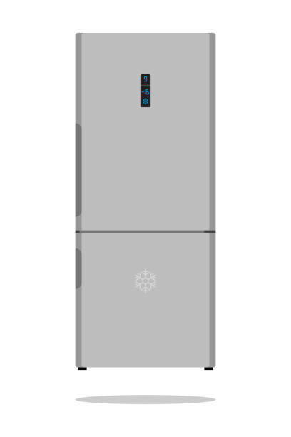 istock Modern Fridge Freezer refrigerator in silver color. Household tech and appliances. Vector Illustration 1098277684