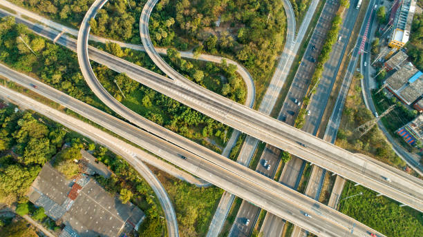 istock Aerial Expressways that are heavily traveled. 1098278028