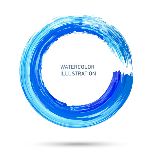 istock Watercolor color circle texture. Ink round stroke on white background. Vector illustration of grunge circle stains 1098278176