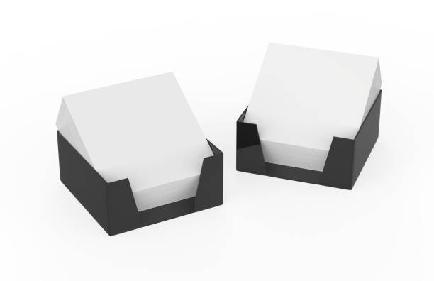 istock Blank note paper cube plastic holder mock-up on isolated white background, 3d illustration 1098282044