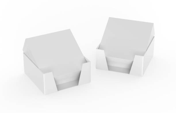 istock Blank note paper cube plastic holder mock-up on isolated white background, 3d illustration 1098282208