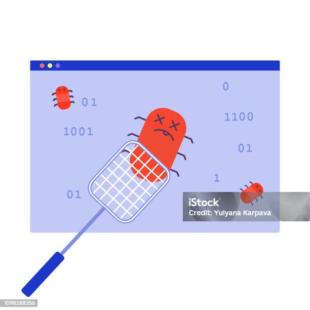Software Bug Computer Bugs Fixing Clean Program Code Stock Illustration ...