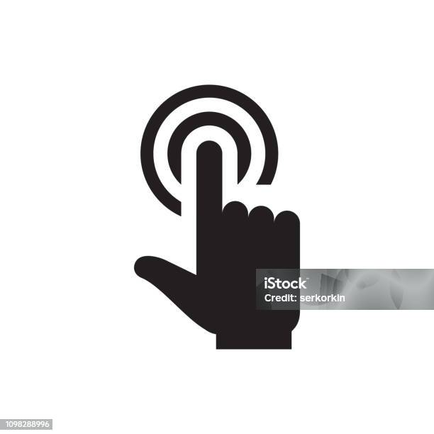 Hand Touch Black Icon On White Background Vector Illustration For Website Mobile Application Presentation Infographic Pointer Click Concept Sign Graphic Design Element Stock Illustration - Download Image Now