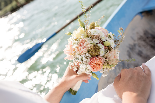 Close-up of a wedding bouquet