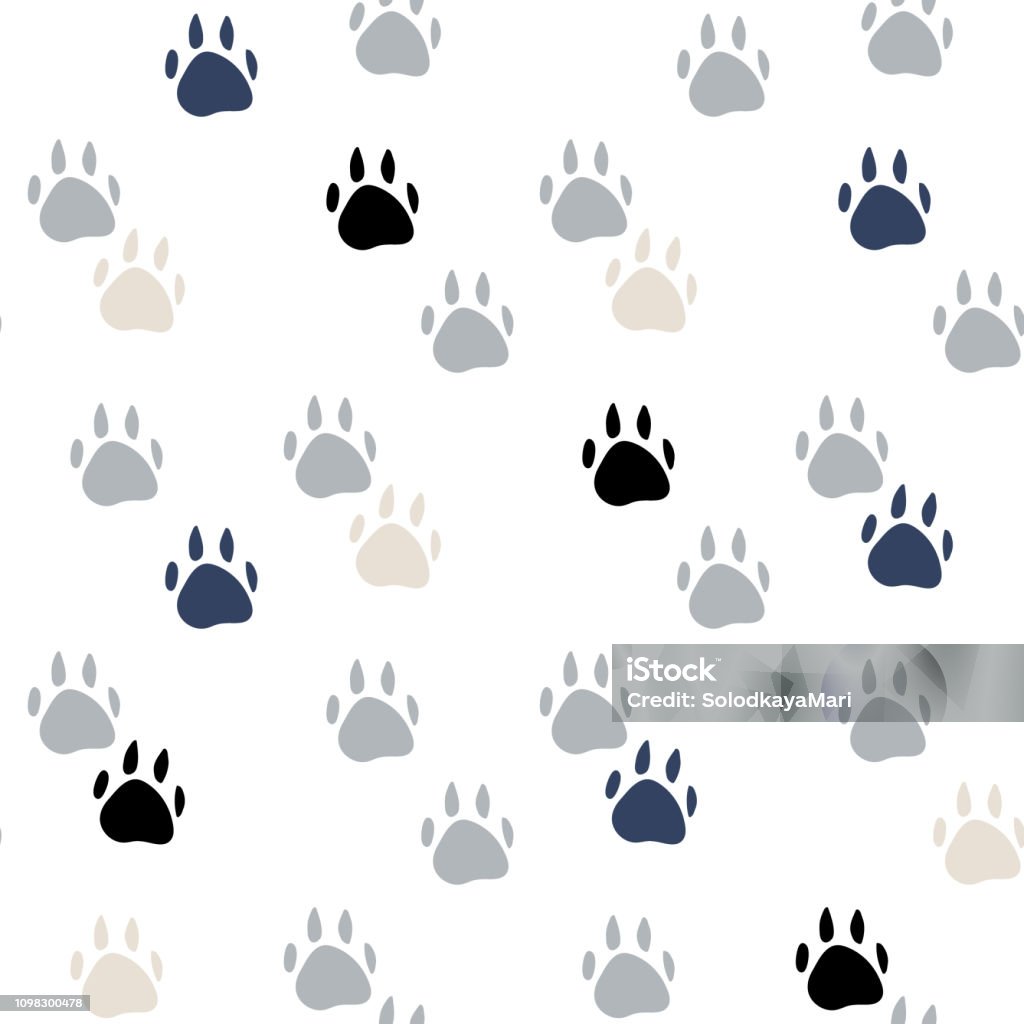 Pet Foot Pattern Abstract Animal Foot Print Seamless Pattern Vector Pet Trail Background ...