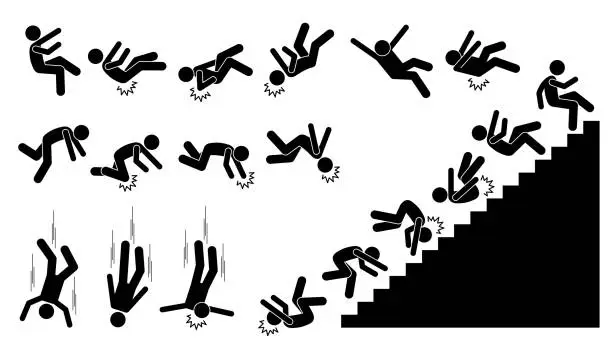 Vector illustration of Man falling and felling down.