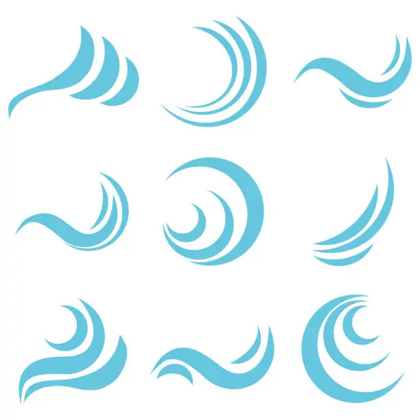 Vector illustration of Water Design Elements. Set of Water Wave element collections Icon Logo vector.